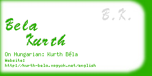 bela kurth business card